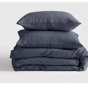NWOT Quince Full Queen Duvet Cover Set Linen Nightfall 2 Shams